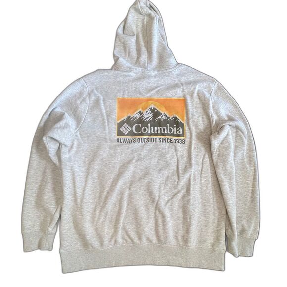 Columbia Mens XL Gray Hoodie Fleece Pull Over Long Sleeve Outdoor Casual Utility - Picture 2 of 8